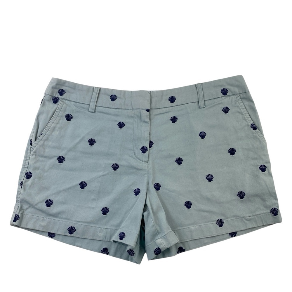 Cambridge Dry Goods Women's‎ Light Blue Shell Embroidery Shorts Sz 10